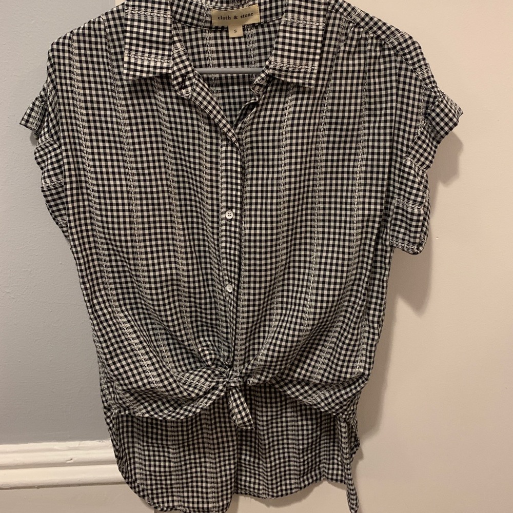 Evereve Checkered Tie Top